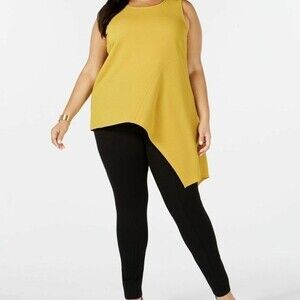 Alfani Womens Plus Asymmetrical Ribbed Pullover Top (AG)